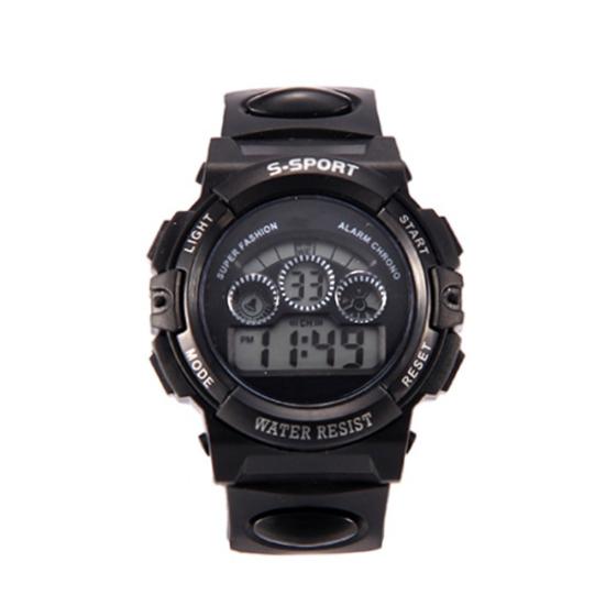 

Водонепроницаемые детские светодиодные цифровые дисплеи с будильником и датой, светящиеся спортивные наручные часы чёрный