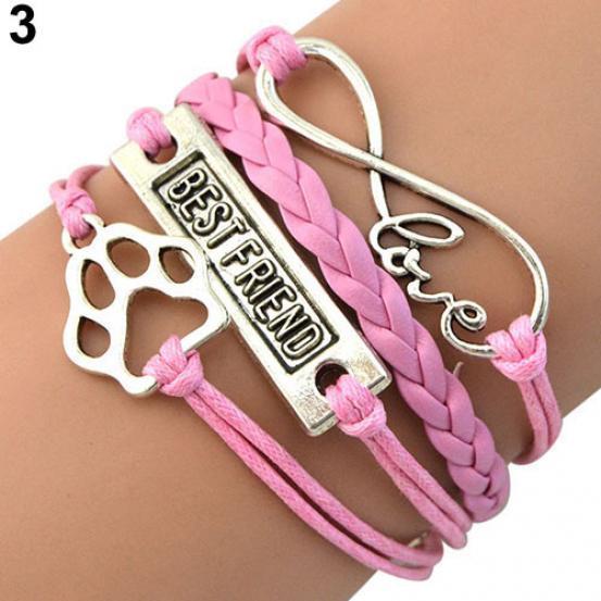 

Любовь лучший друг след бесконечность браслет дружбы Шарм многослойный браслет розовый