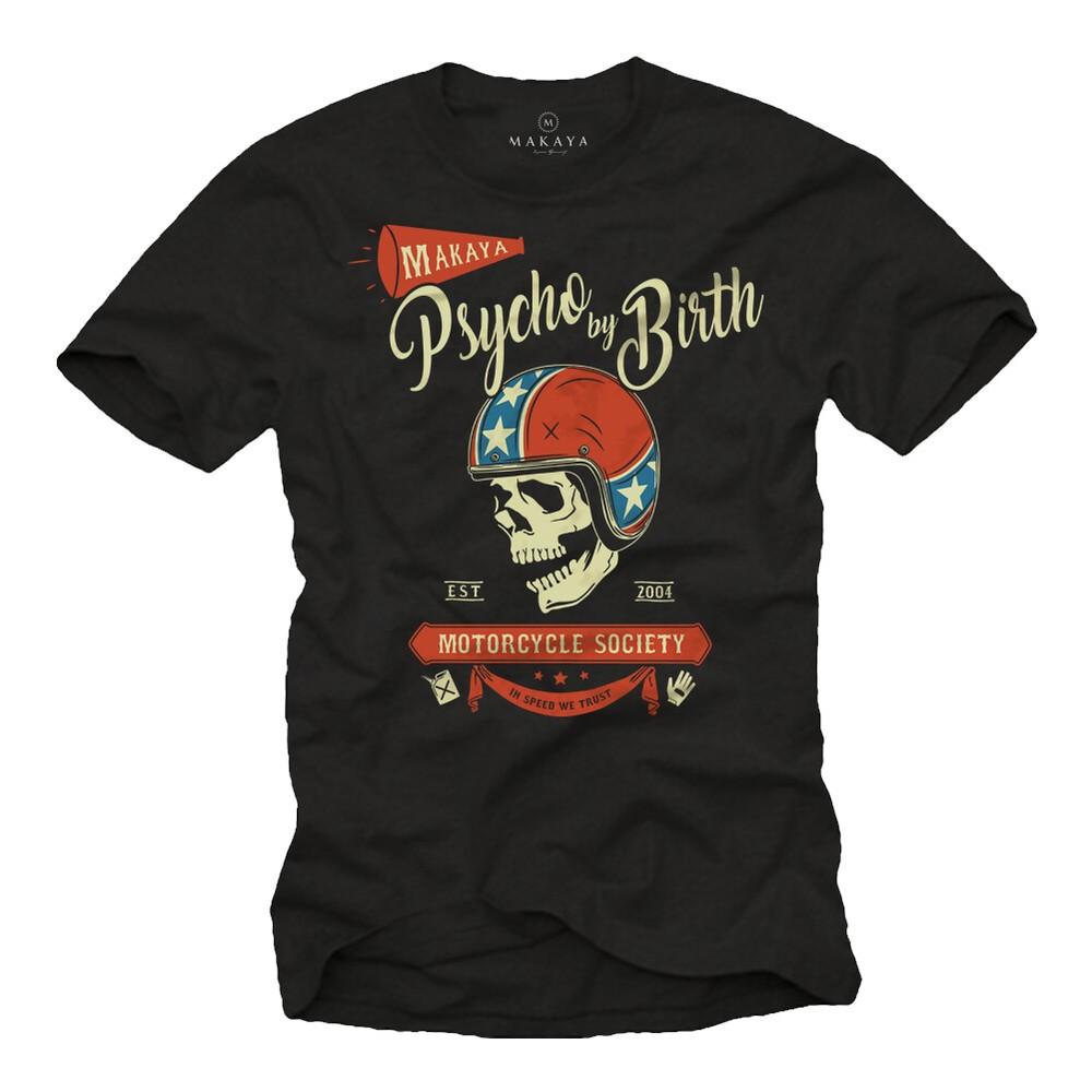 

Vintage Rockabilly Mens T-Shirt with Biker Skull - Mens Skull Motorcycle M