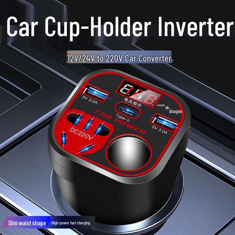 Universal 12V/24V To 220V High-Power Car/Truck Fast-Charge Inverter with Cigarette Lighter Socket