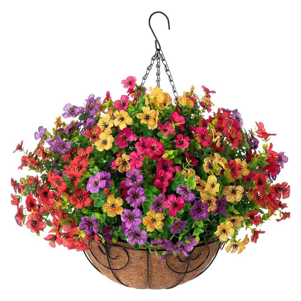 

10-дюймовая самодельная цепная корзина с яркими искусственными цветами для украшения
