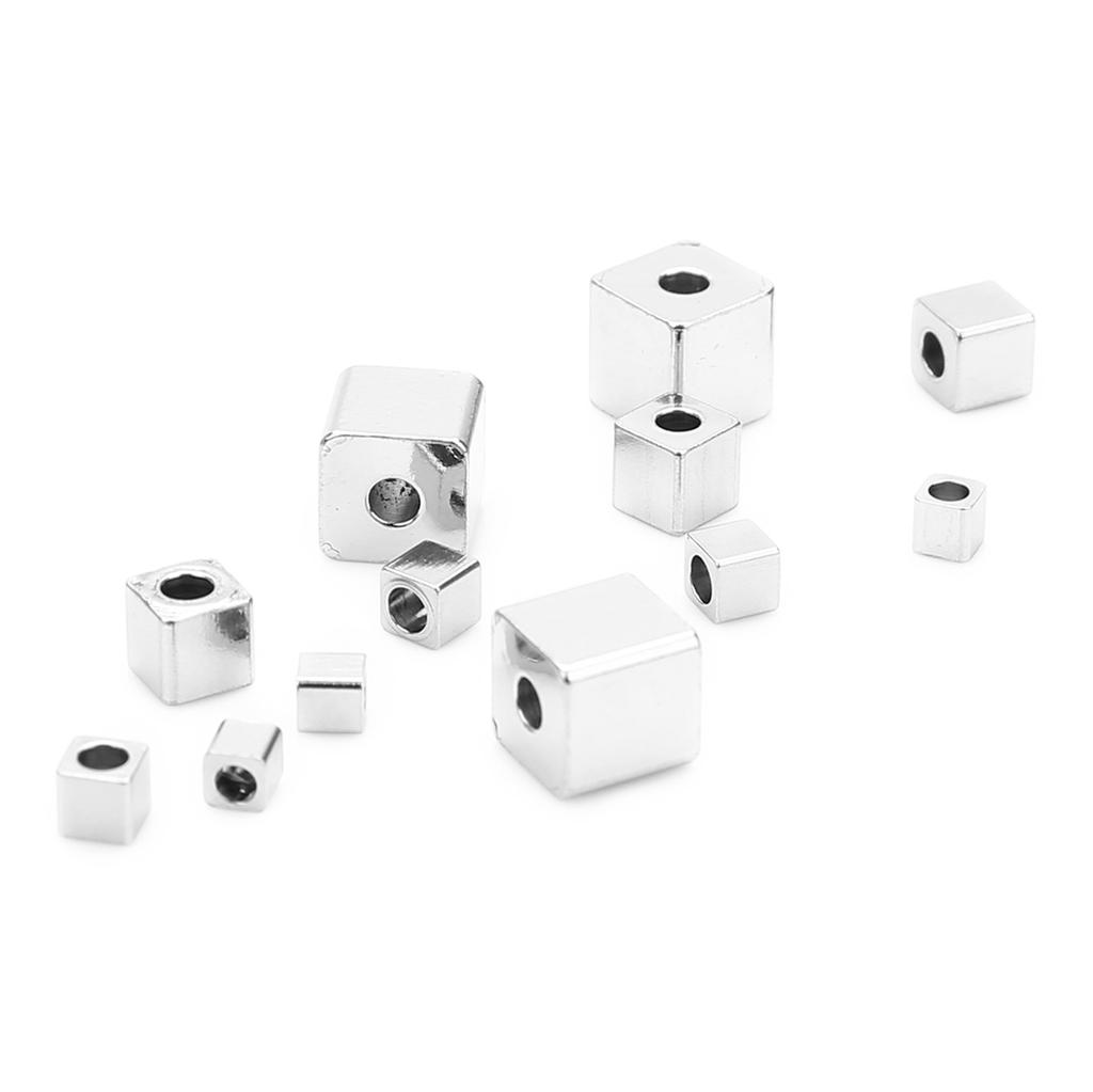 50pcs/lot Square Stainless Steel Beads Loose Spacer Beads For Jewelry Making  DIY Charm Bracelet Necklace Accessories Wholesale