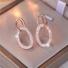 Cute Female Crystal White Black Zircon Stud Earrings Vintage Rose Gold Color Party Wedding  For Women