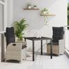 VidaXL 3-Piece Garden Dining Set with Cushions Light Grey Poly Rattan 3380519
