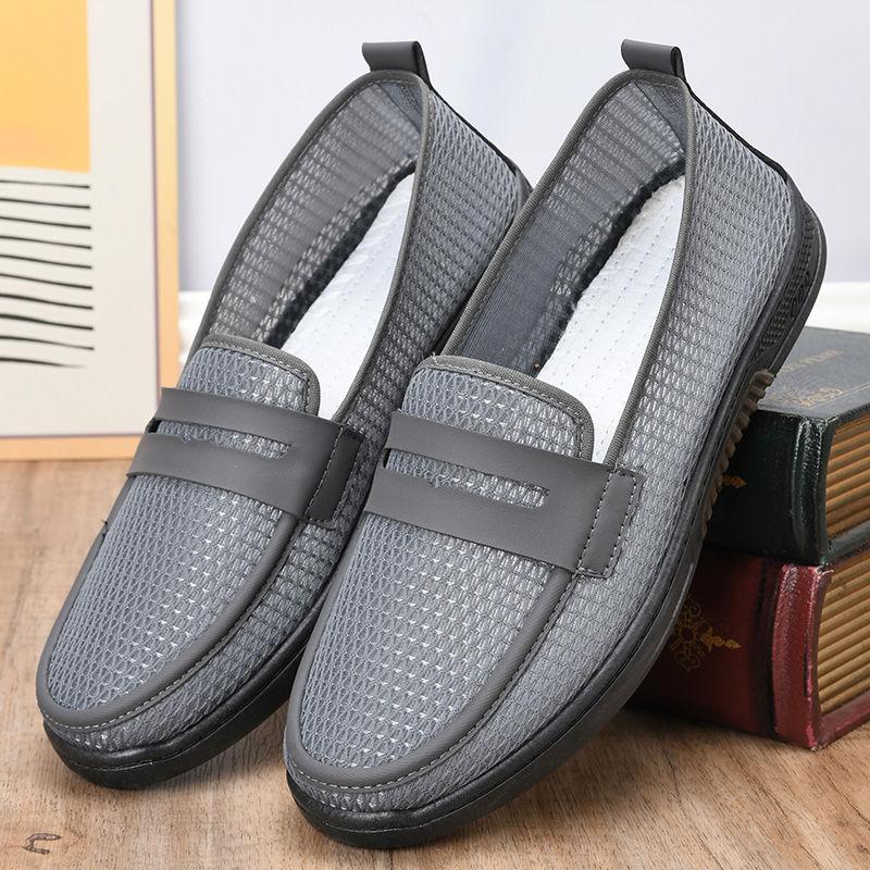 Herren Sommer Mesh Schuhe Atmungsaktiv Hohle Leichte Herren Sandalen Flache Sohle Rutschfest Ein Fuß Arbeitsschuhe Herren