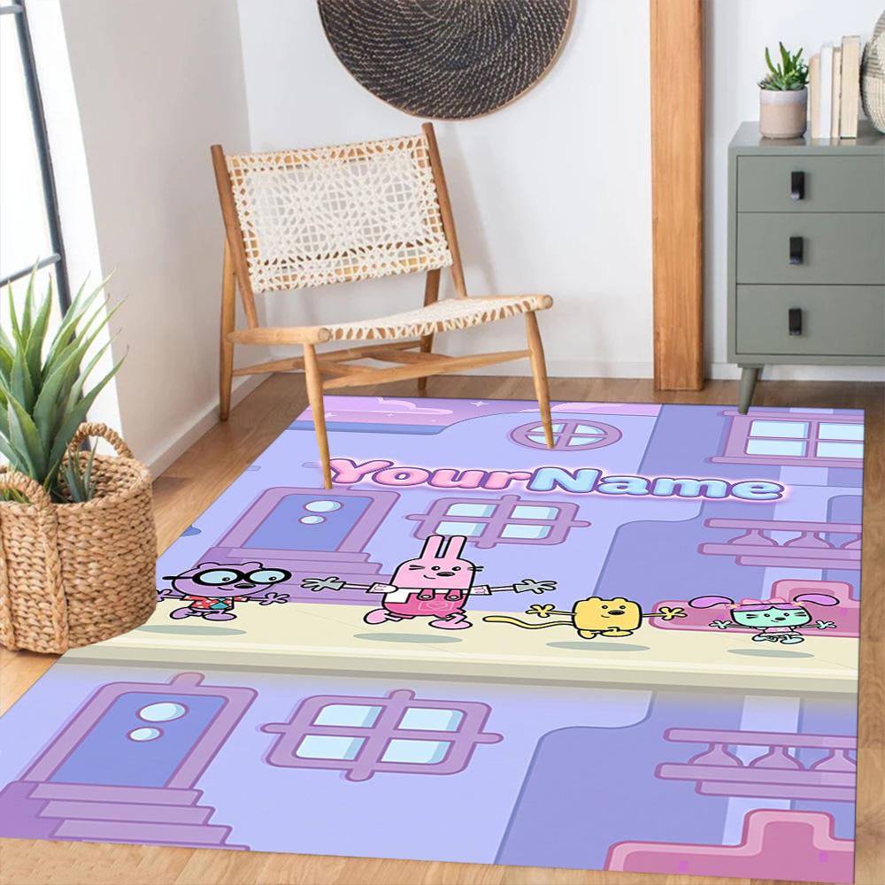 Wow! Wow! Wubbzy Personalized Name Floor Mat Design for Foyer Living Rooms Bedrooms Balcony Anti-slip Rug Decorate Offices