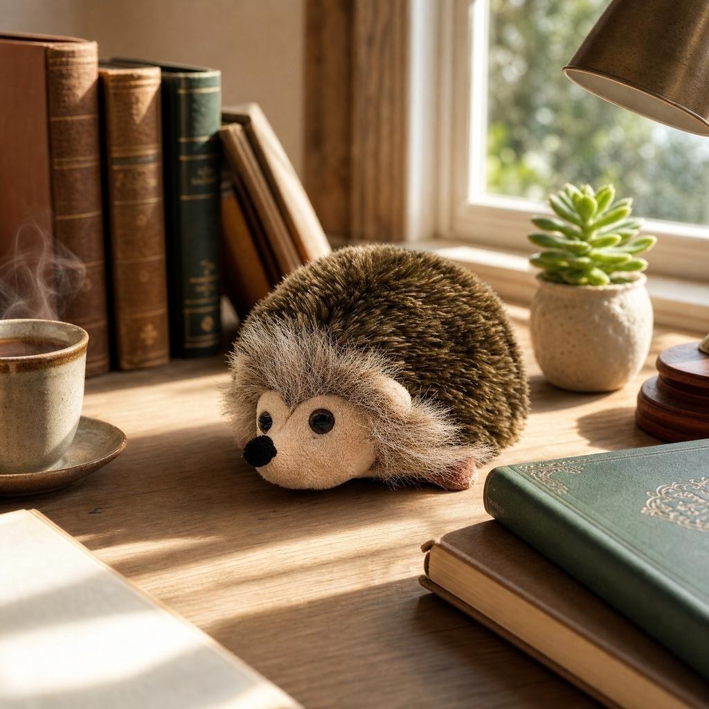 Realistic Hedgehog Plush Toy Stuffed Animal Soft Fabric Hedgehog Doll Decorative Animal Replica for Home Office Display and Gift