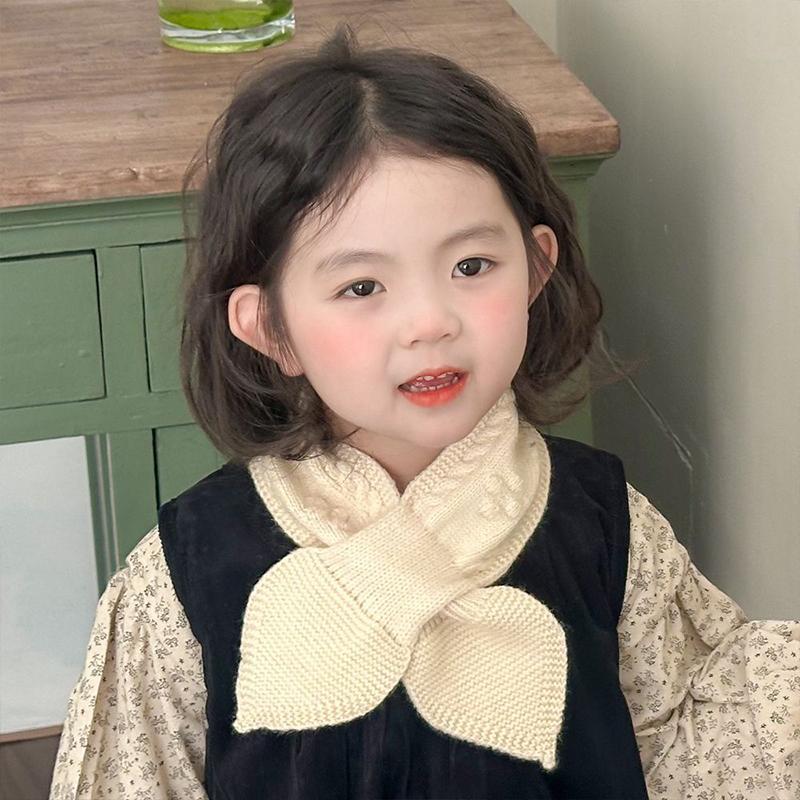 Autumn And Winter Children'S Scarf Cute Baby Warm Knitted Scarf Fashionable Boys And Girls Cross Scarf Neck Cover