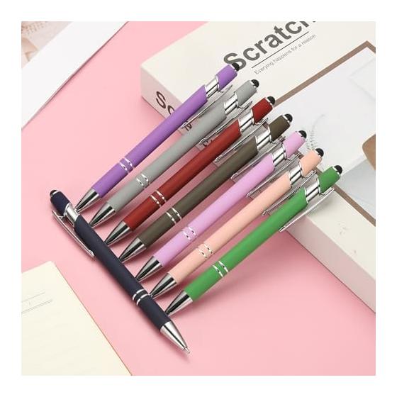 PATIKIL 12 Pcs Ballpoint Pen with Stylus Tip, 2-in-1 Metal Pen, Black Ink, 1.0mm Medium Point, Stylus Pen for Touch Screens, Style 3 Pink