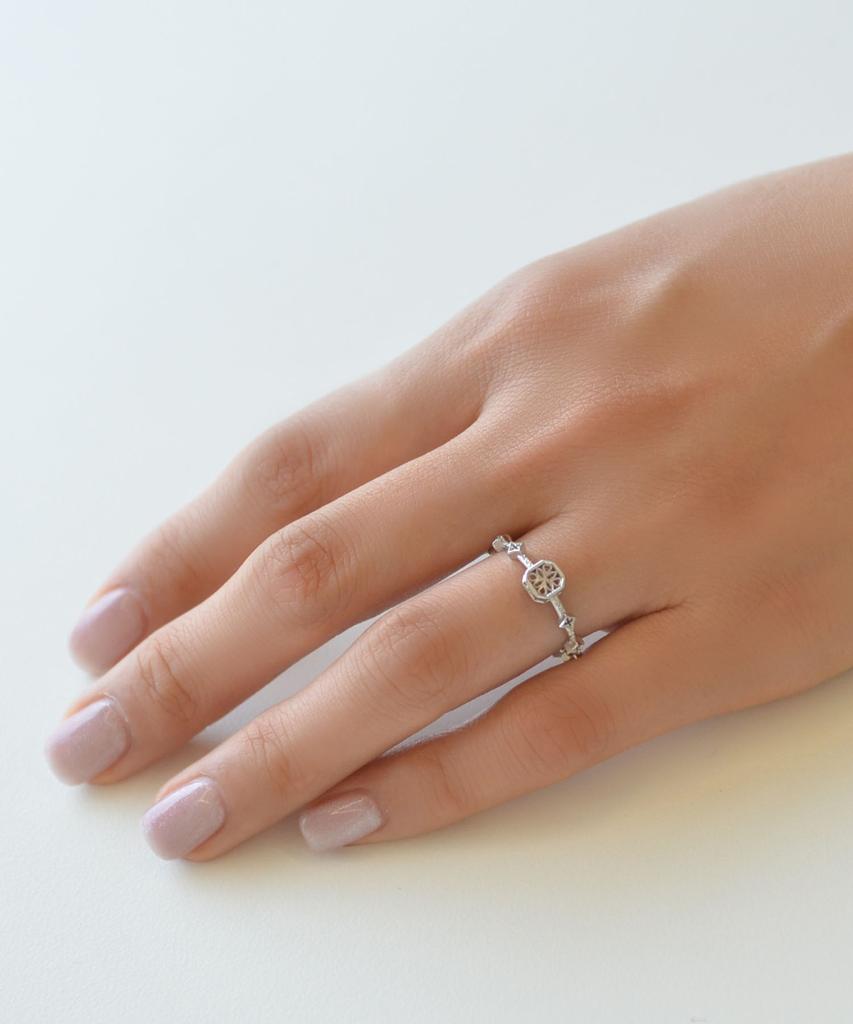 Vivus Ventana Diamant Slim White Gold Silver Ring