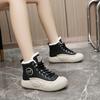 Fashion Winter High Top Pu Lace Up Vulcanized Shoes Outdoor Walking Sports Shoe Round Toe Women Casual Sneakers