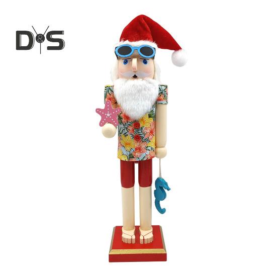 

Летний Санта-Щелкунчик Традиционный гавайский тематический пляжный Санта-Щелкунчик Фигурка День на пляже Рождественский декор из деревянного Щелкунчика D