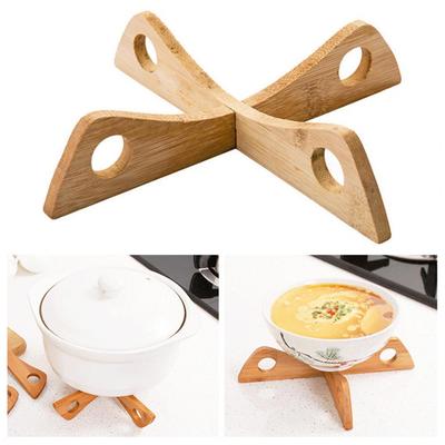Topfgestell Holz Bambus Topfhalter Untersetzer Set für heiße Gerichte Pfannen Teekannen Hitzebeständiges Holzgestell mit Aufhängeloch für Schüsseln
