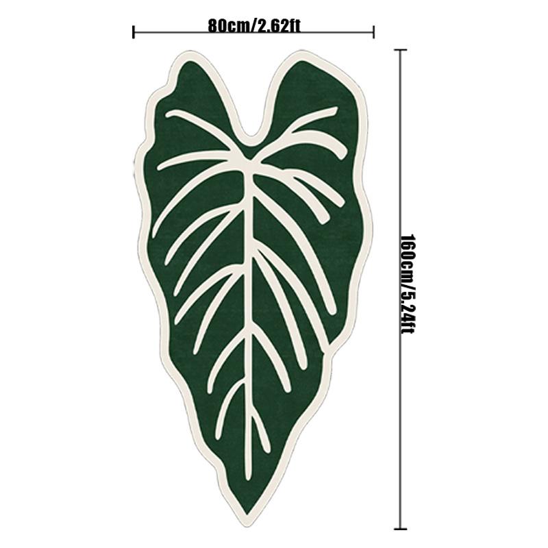 

Роскошный коврик в форме зеленого листа - высококачественный искусственный пух, можно стирать в стиральной машине, 850 г/м², мягкий и плюшевый для гостиной, спальни или гостиной 80x160 cm - 2.62x5.24 ft