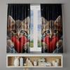 2pc Cozy cat print curtains   polyester fabric   machine washable   suitable for bedroom and living room decoration
