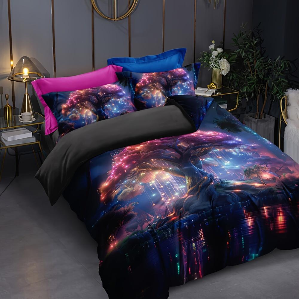 3pcs Duvet Cover Set 3D Life Tree Print All Season Bedding Set Soft Comfortable Breathable Duvet Cover for Decoration Bedroom