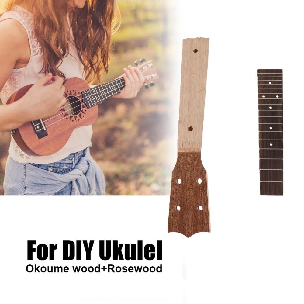 Okoume Wood And Rosewood Ukulele Fretboard 21in 23in Ukulele Neck Set Ukulele Neck Concert Ukulele 23in
