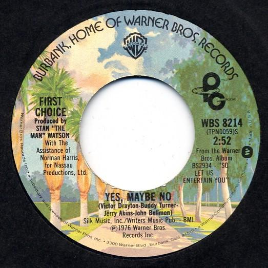 

7-дюймовая пластинка FIRST CHOICE Gotta Get Away From You Baby Ye WBS8214 Warner Bros. Re 1976 США СоулФанк Б/у