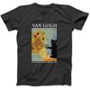 Van Gogh Schwarze Katze mit Sonnenblumen Lustige Katze Langarm, T-Shirt, Sweatshirt, Hoodie für Männer Frauen Kinder Hergestellt in Kanada