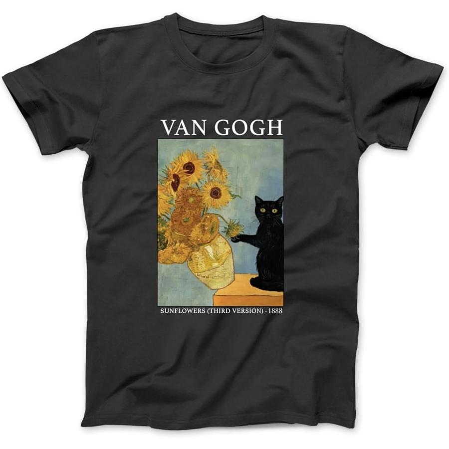 

Van Gogh Black Cat with Sunflowers Funny Cat Long Sleeve, T-Shirt, Sweatshirt, Hoodie for Men Women Kids Made in Canada XXXXXL різнокольоровий