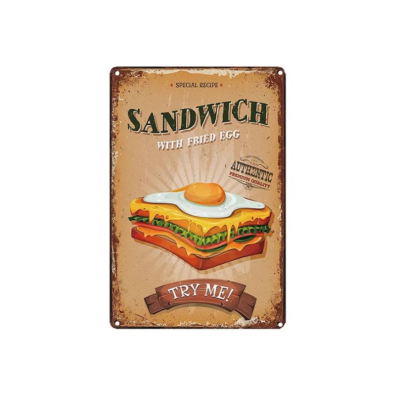 Menu Rychlého Občerstvení Kovová Plechová Znamení Sendvič Zmrzlina Burger Restaurace Plakát Domácí Kuchyně Železná Deska Nástěnná Malba Kavárna Nástěnná Dekorace Plaketa