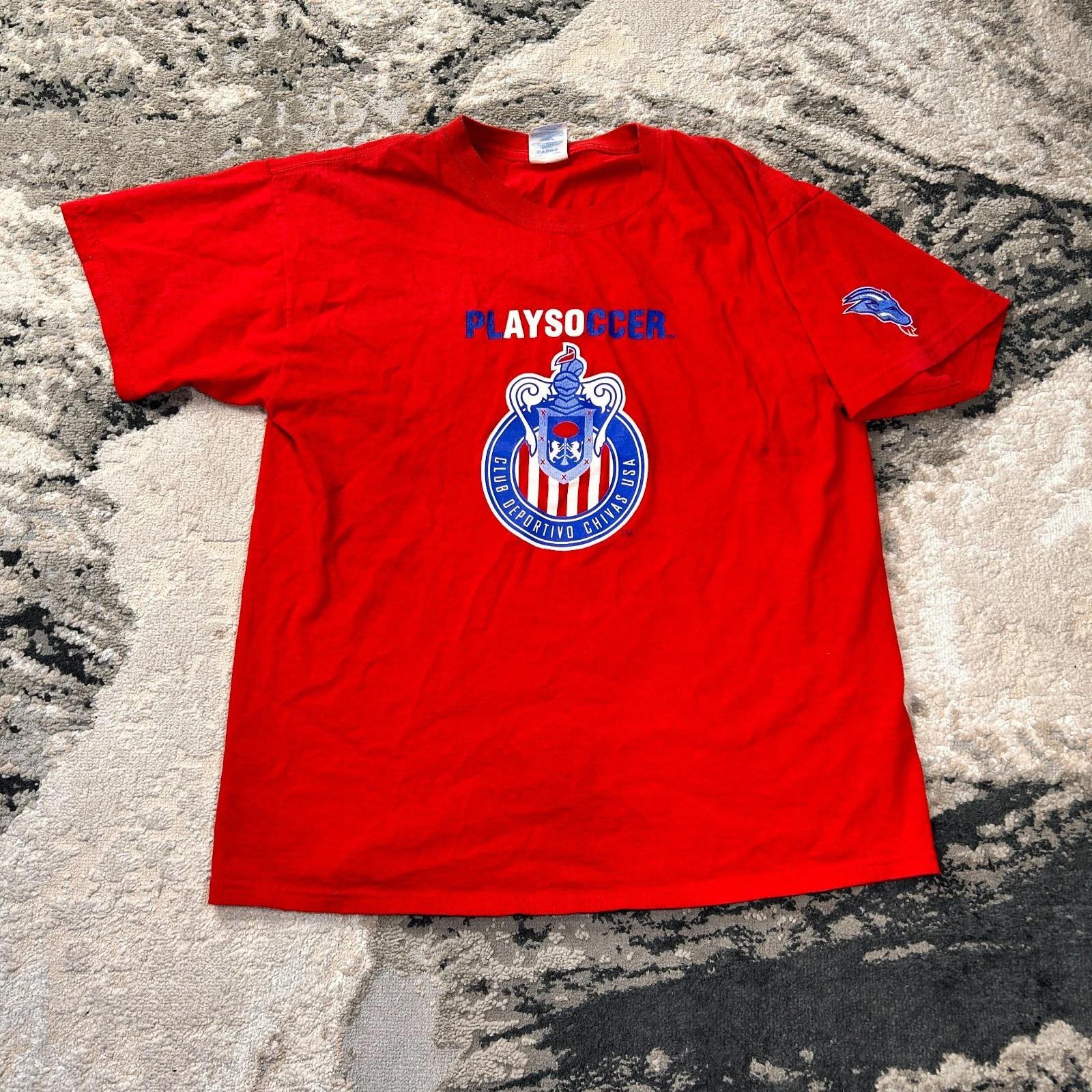 Y2K T Shirt Mens Large Red Heavy Cotton Club Deportivo Chivas USA Playsoccer 4XL