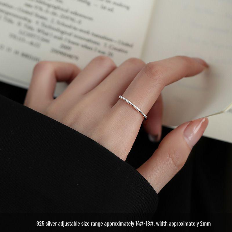 Женское роскошное кольцо-манжета из чистого серебра 999 пробы с аутентичным бамбуковым дизайном