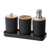 Bathroom Accessories Set Vanity Counter Soap Dispenser Toothbrush Cotton Swab Holder and Tray Set Bathroom Decor Apothecary Jars