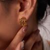 INS French Niche Geometric Titanium Steel Earrings: 18K Gold Three-Line Design for Women