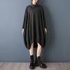 DIMANAF 2026 Spring Plus Size Hoodies Shirt Dress Women Long Sleeve Vintage Lady Loose Tops Pullover Black