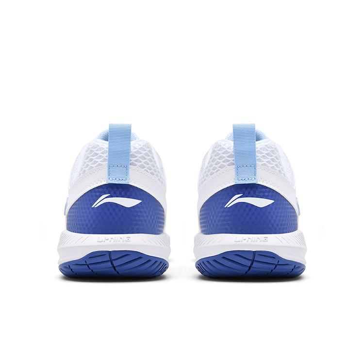 New LiNing Feather Slip Resistant, Abrasion Resistant, Waterproof Low Top Badminton Shoes Unisex White Blue AYTU049-3