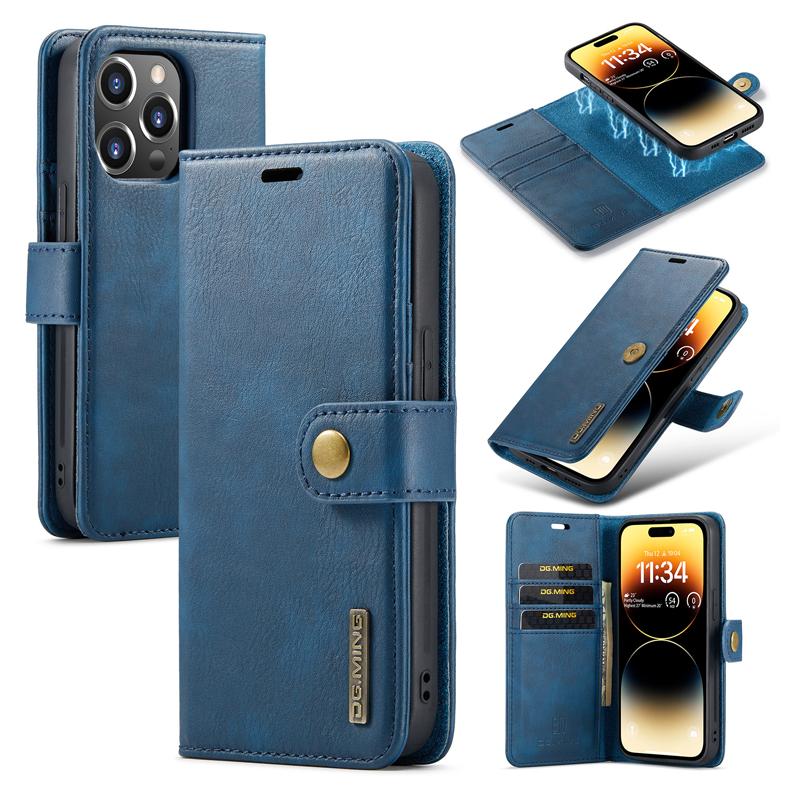 For iPhone 15 14Pro Max 13 12 11 Pro Max Plus XS X XR Deluxe Removable Magnetic Wallet Flip Cover Cell Phone Leather Case