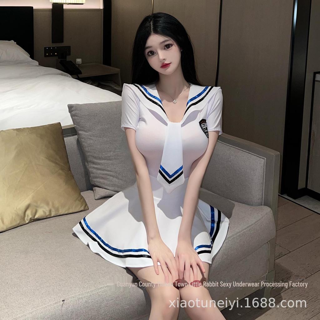 Japanese Sailor Style Erotic Lingerie - Sexy College Uniform for Night Role Play & Live Performance