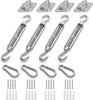 M6 Fixing Kit for Stainless Steel Shade Sail – 4 Turnbuckles, Carabiners, and Screws
