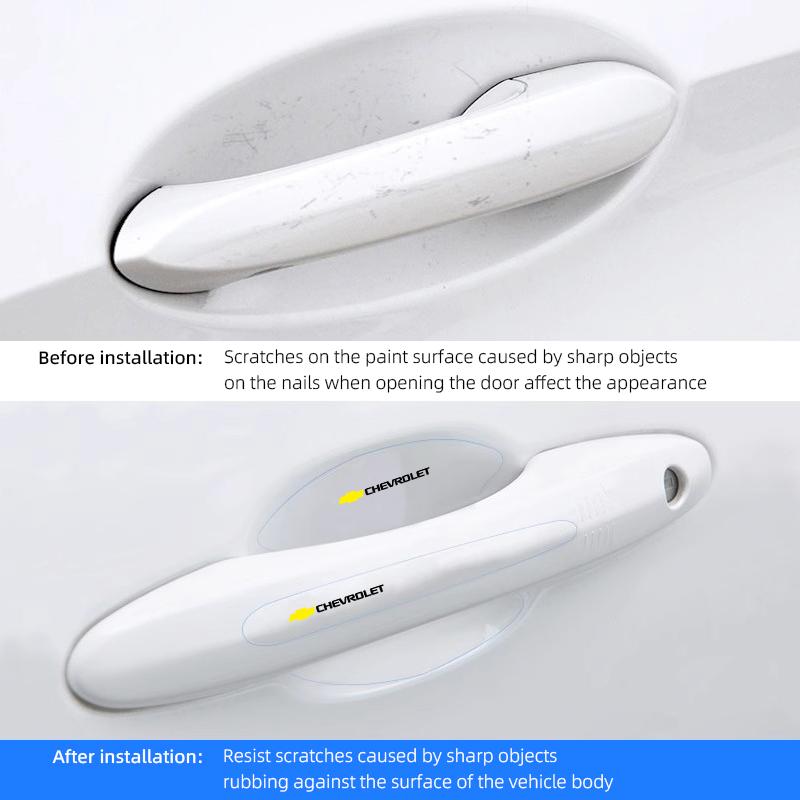 8Pcs TPU Car Door Handle Film Anti Scratch Stickers Decal For Chevrolet Spark Captiva Cruze Malibu Equinox Trax Camaro Blazer