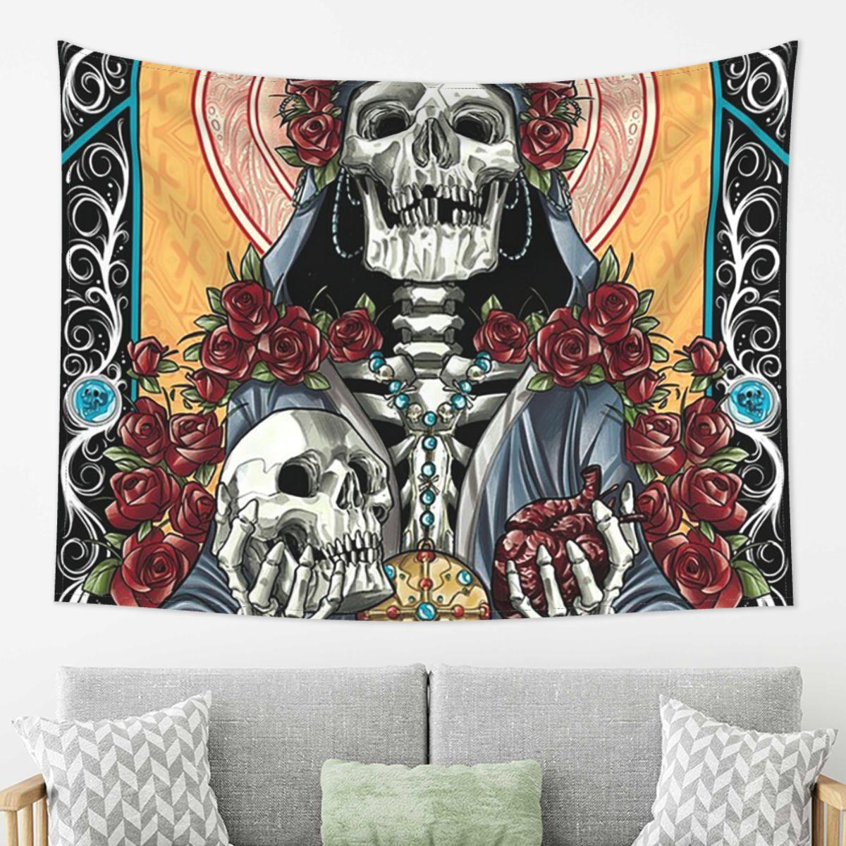 

Santa Muerte Spanish Tapestry Decoration Art Aesthetic Tapestries for Living Room Bedroom Home Wall Cloth Wall Hanging 74x94cm(29x37in)