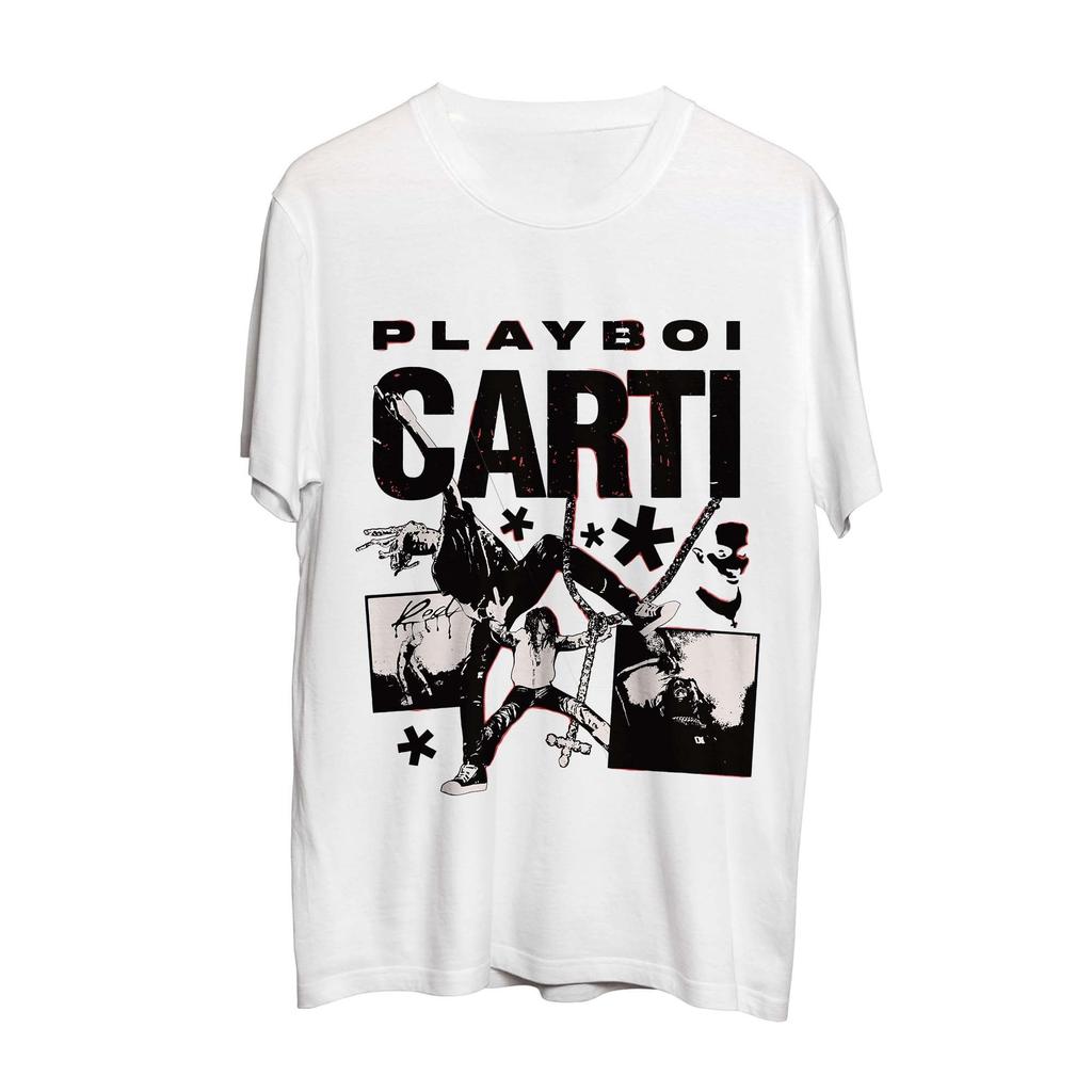 Y2K Anime Hiphop Charakter Muster Bedrucktes T-Shirt Lässige Mode Oversized Playboi Carti Narcissist Tour Rap Musik Fan Kunst