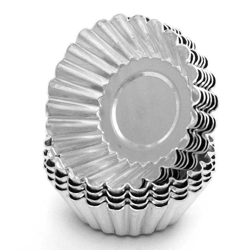 10Pcs 7cm Aluminium Alloy Cake Eggs Tart Mold Kitchen Pastry Baking Tools Cake Molds Bakery Accessories