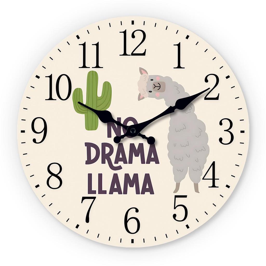 10" Tiché kreslené dřevěné nástěnné hodiny, Jednoduchý kreativní MDF design