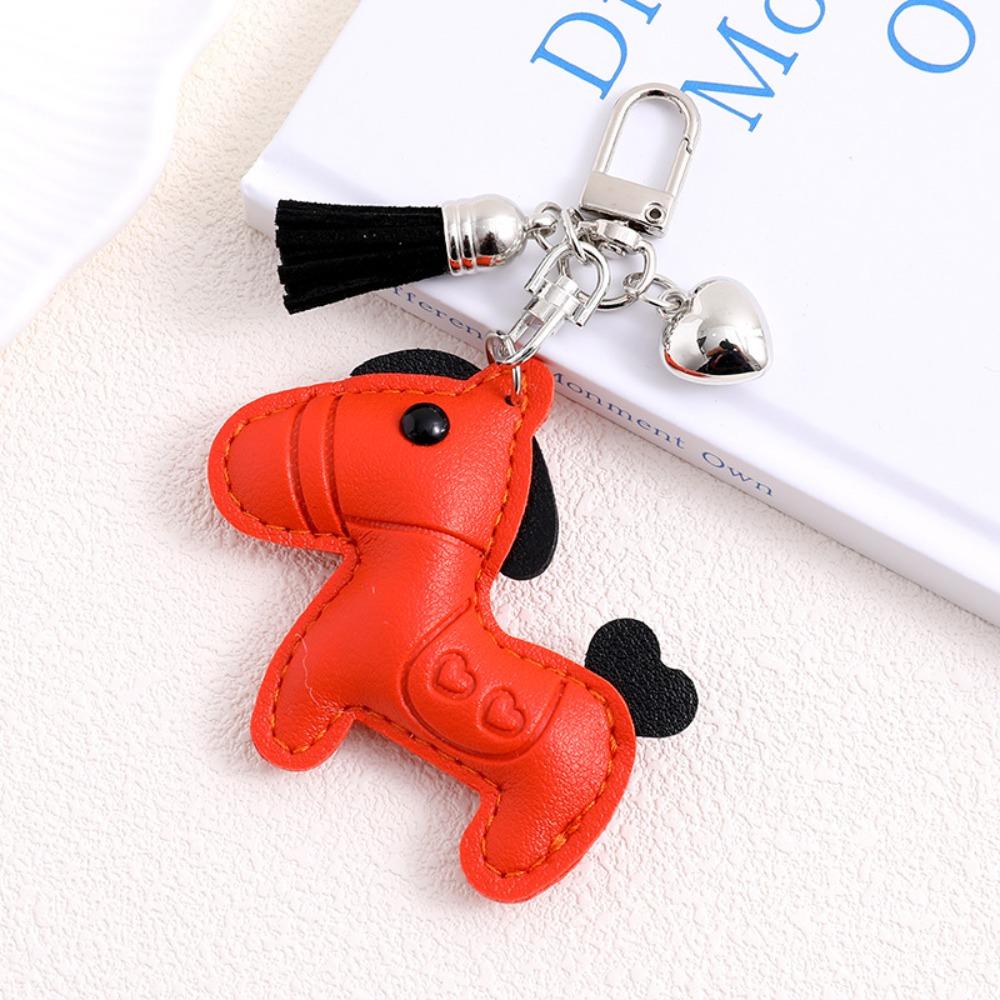 Cartoon Pu Leather Horse Key Chain Heart Zodiac Pony Bag Hanging Year of The Horse