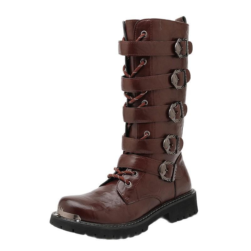 Men's Large High-Top Martin Boots - Trendy, Versatile Leather British Style with Side Zip