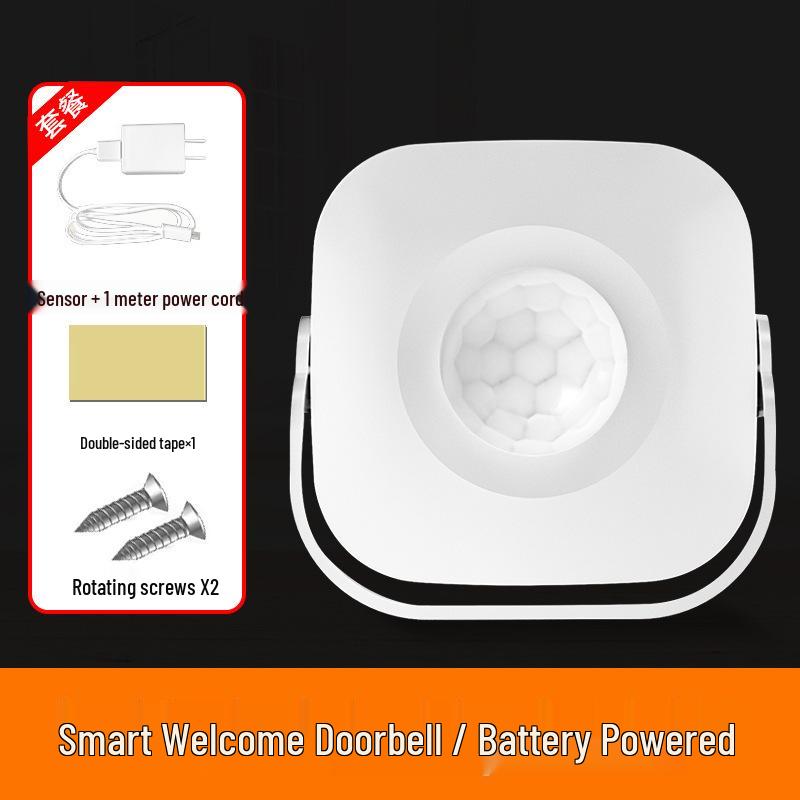 Rechargeable Sensor Doorbell with Voice Welcome and Ding Dong Alert for Store Entry