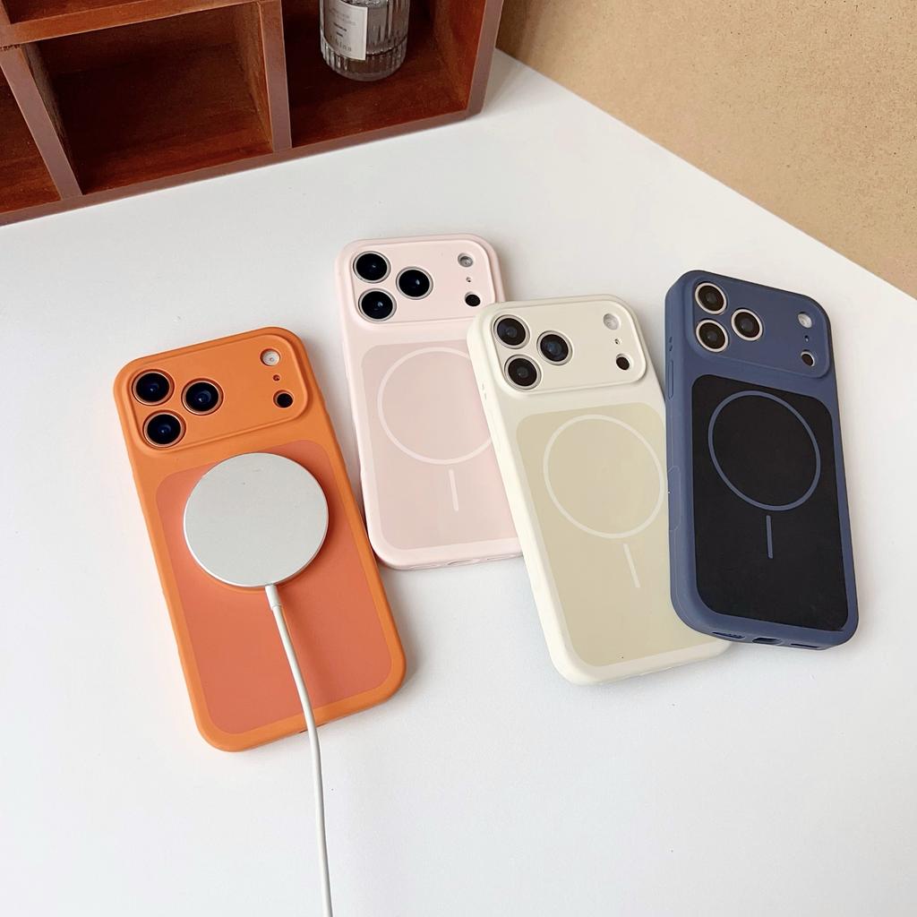 Official  Silicone Dual Color Magnetic Phone Case for IPhone 17 Pro Max 17pro for Magsafe Wireless Charge Soft Cover