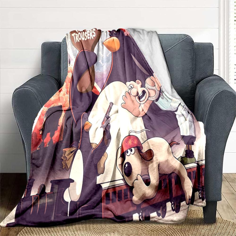 Wallace & Gromit Flannel Blanket, High quality Comfortable for All Seasons, Home Decor, Warmth and Comfort