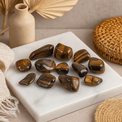 Tiger's Eye Tumbled Stones Medium 12 Pieces