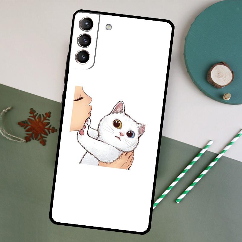 Kiss Cat Cute Kitten Cartoon Phone Case For Samsung Galaxy S26 S25 Ultra S20 S21 S22 S23 S24 S10 Plus S25 FE Back Cover