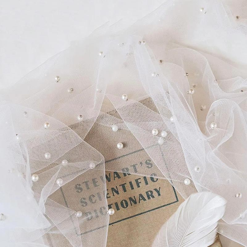 1PC White Pearl Multi-sized Party Background Decor 80/160 Wide Bridal Veil DIY Gowns Table Runner Tulle Fabric Sheer