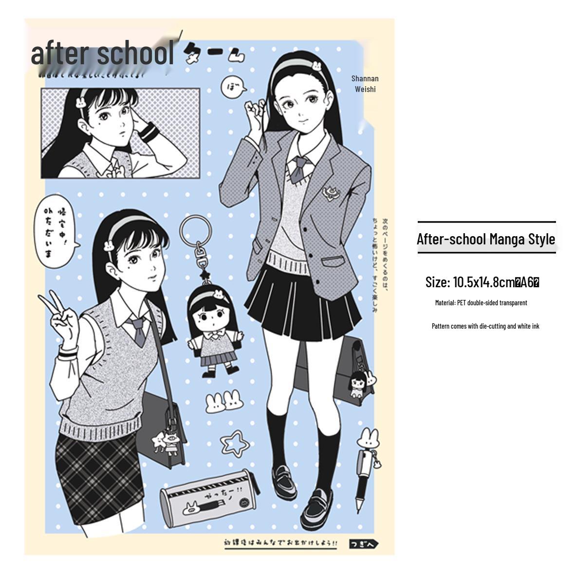 Gulu Bubbles [PET Die-cut Sticker] Retro Shoujo Manga Characters Journal Washi Tape Stickers
