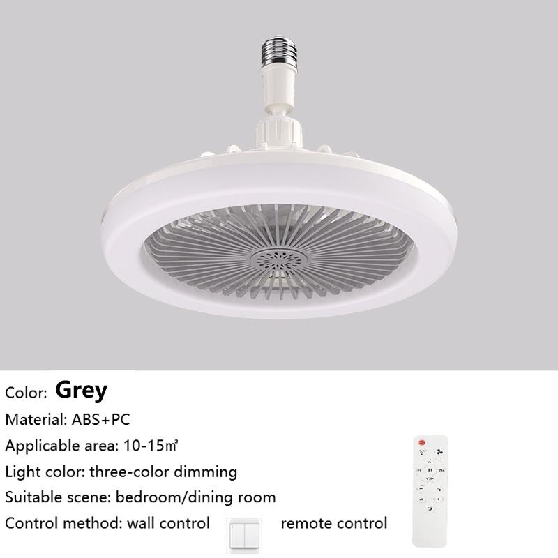 

Потолочный вентилятор с подсветкой 2-в-1 Светодиодный вентилятор с цоколем E27 Беспроводной вентилятор Лампа с дистанционным управлением Настенный пульт управления Спальня Светильник Люстра Вентилятор серый