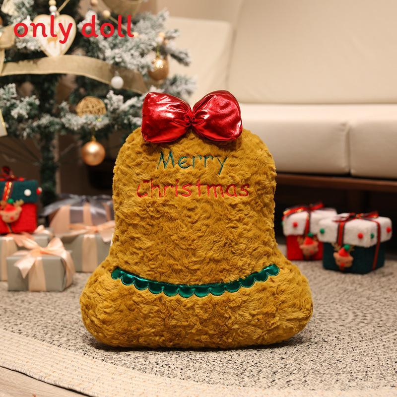 Christmas Theme Deer Bell Gingerbread Man Santa Claus Plush Doll Toy Pillow For Holiday Decor And Kids Gift